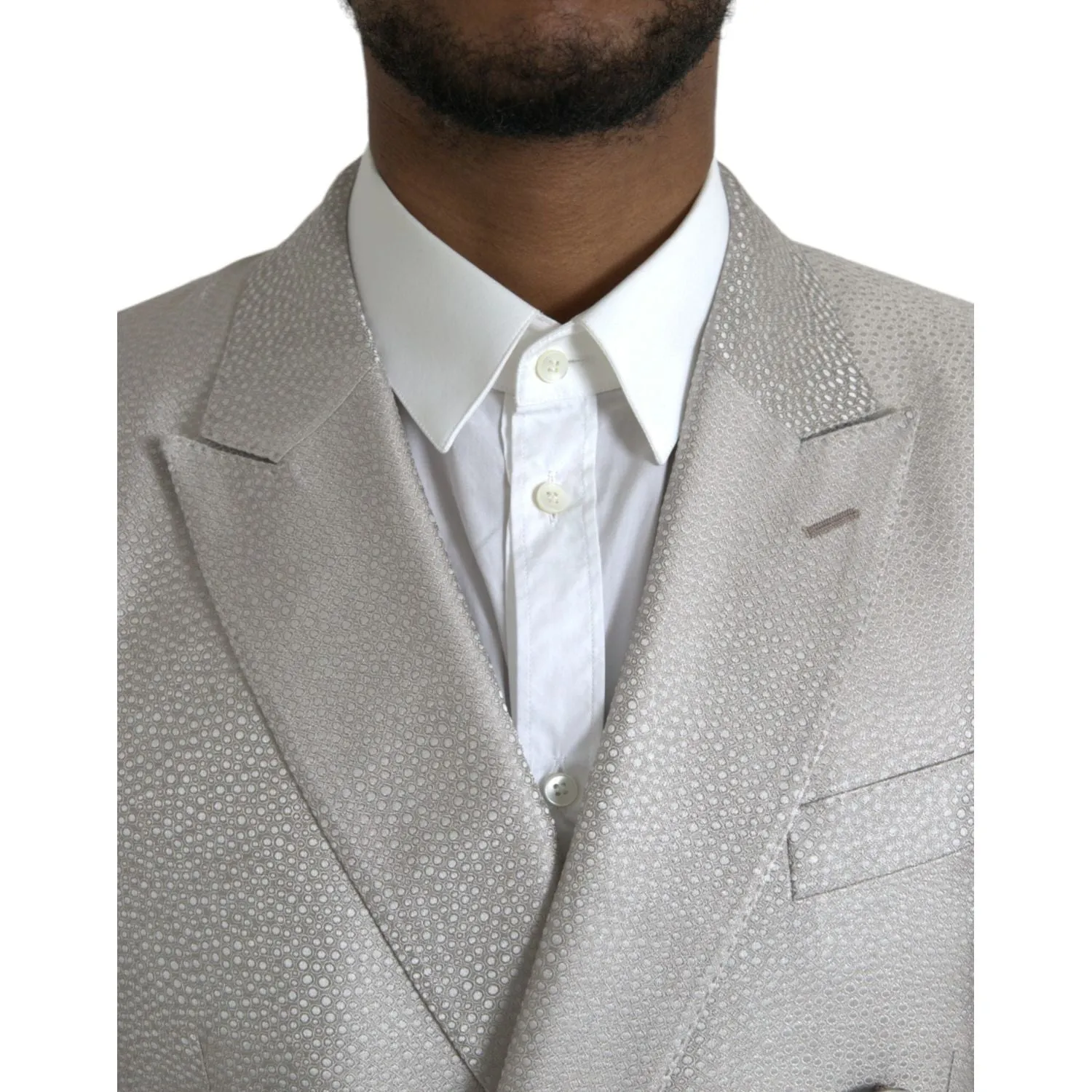 Dolce & Gabbana Off White MARTINI Double Breasted Coat Blazer