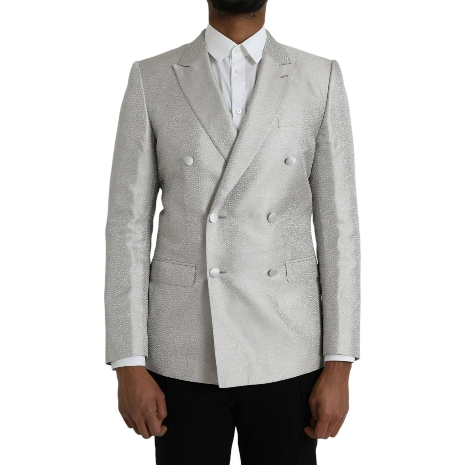 Dolce & Gabbana Off White MARTINI Double Breasted Coat Blazer