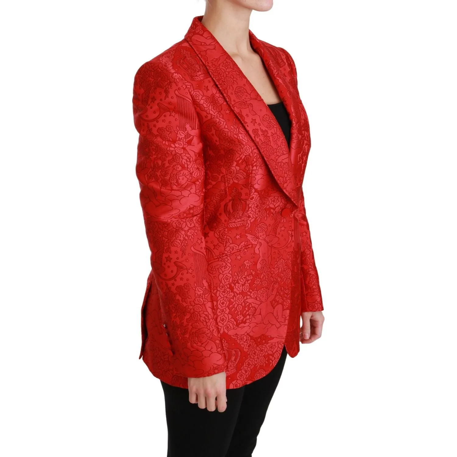 Dolce & Gabbana Red Floral Angel Pattern Blazer