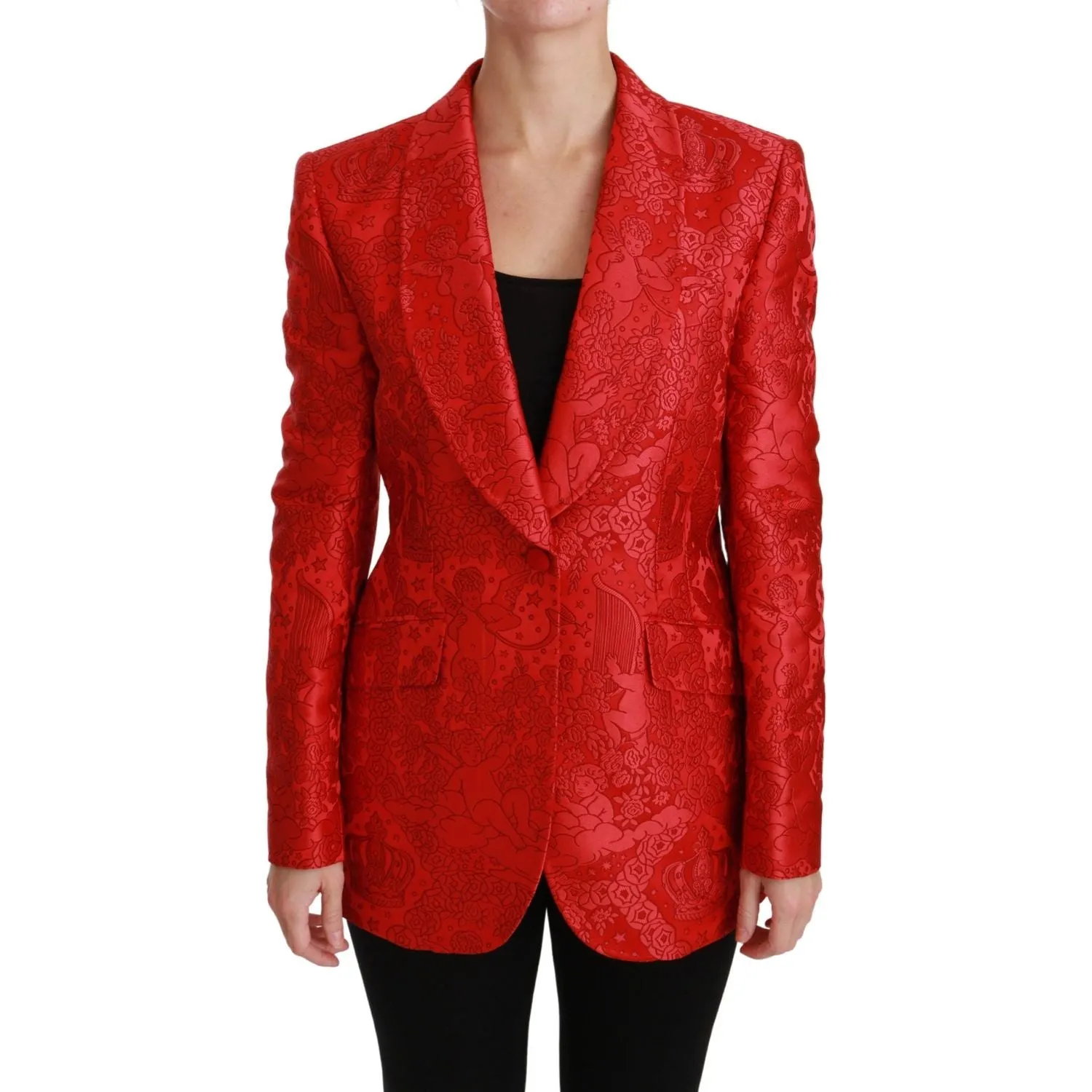 Dolce & Gabbana Red Floral Angel Pattern Blazer