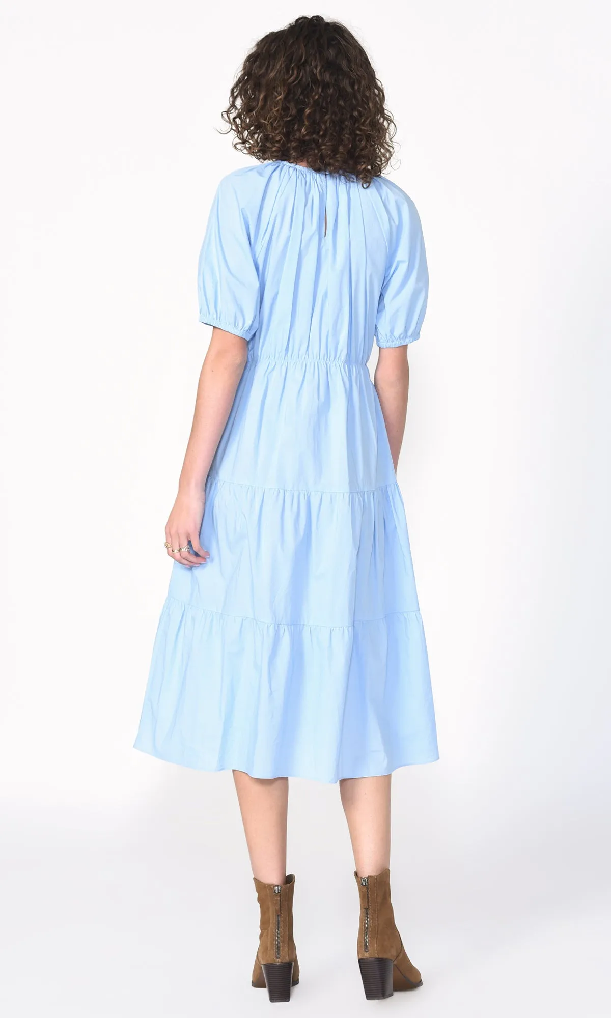 Donna Poplin Tiered Midi Dress