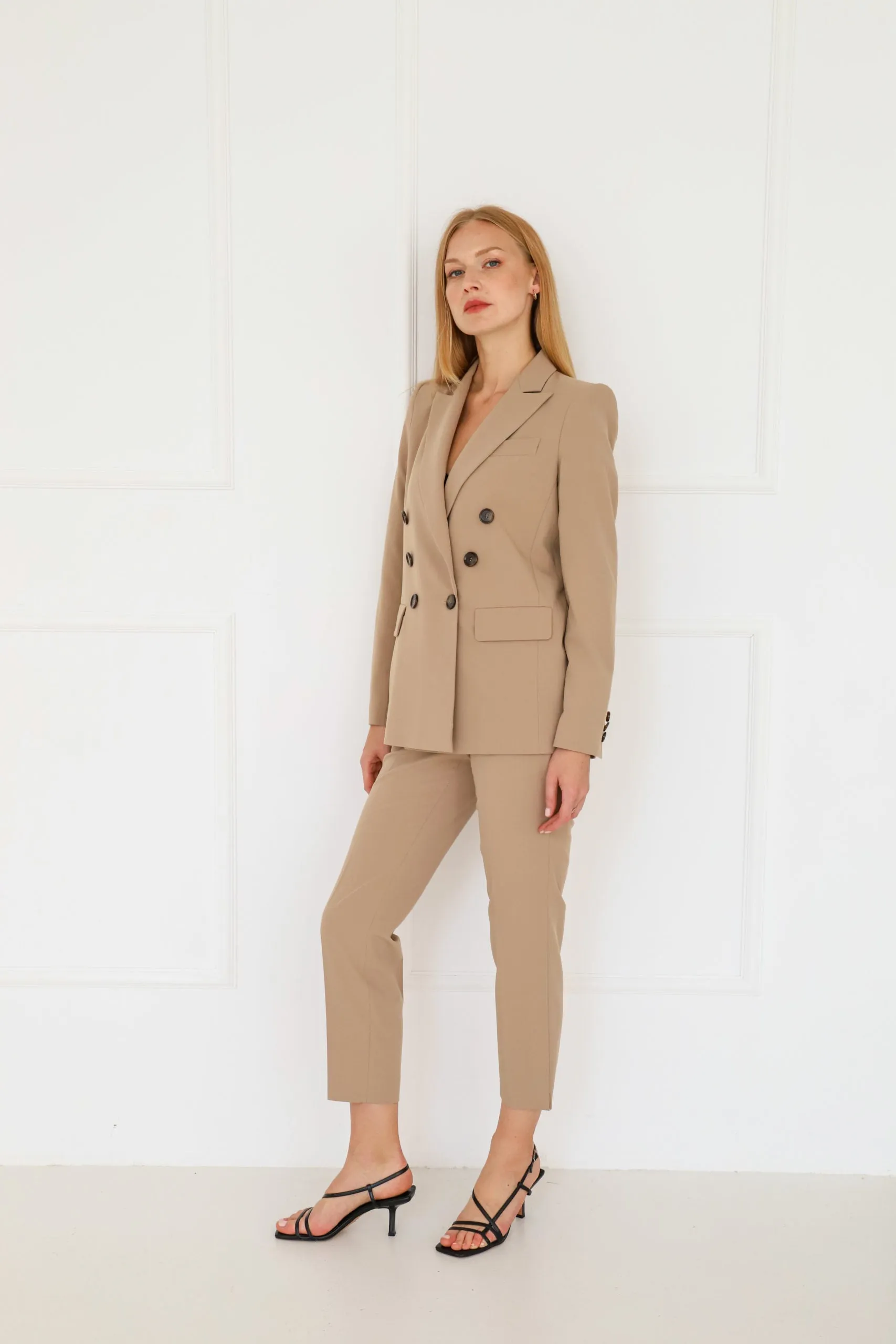 Double-Breasted Blazer Beige