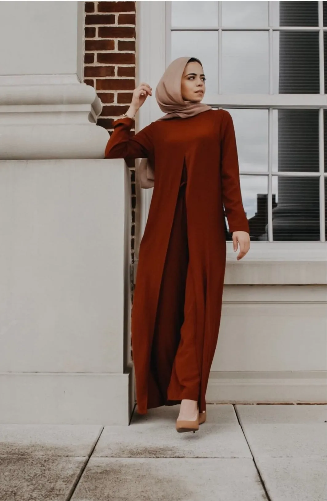 Draped Maxi Jumpsuit - Rust