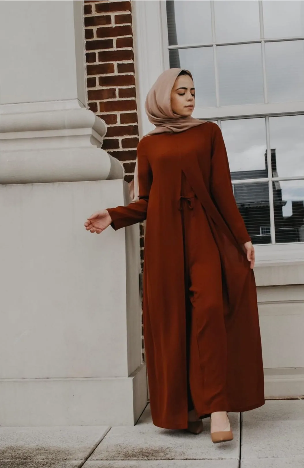 Draped Maxi Jumpsuit - Rust