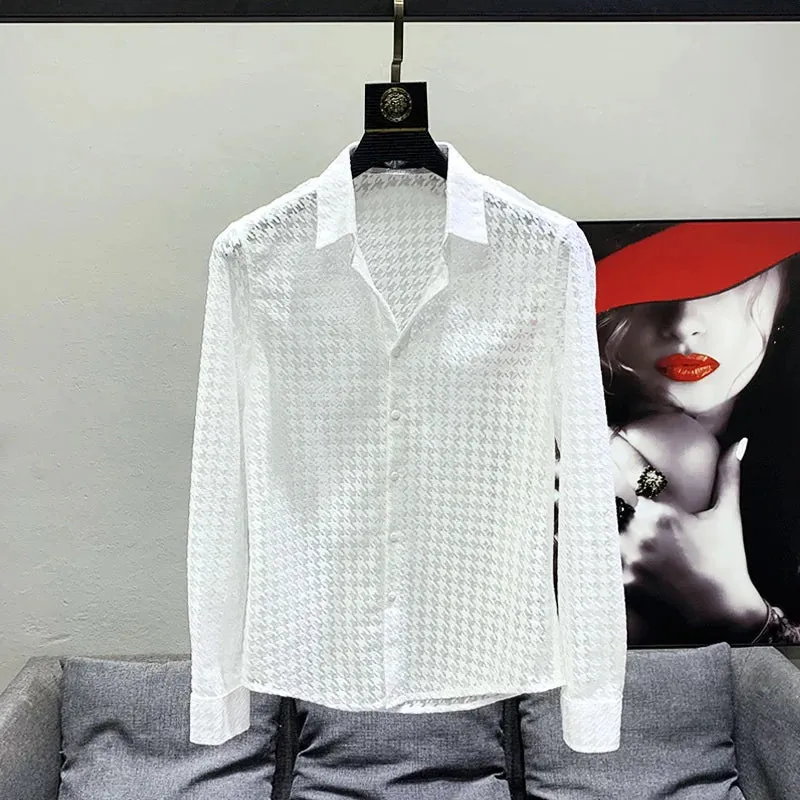 Elegant Mesh Button-Up