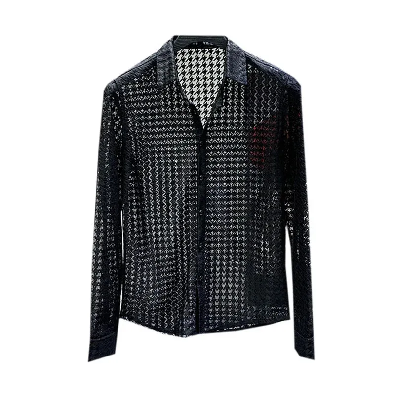 Elegant Mesh Button-Up