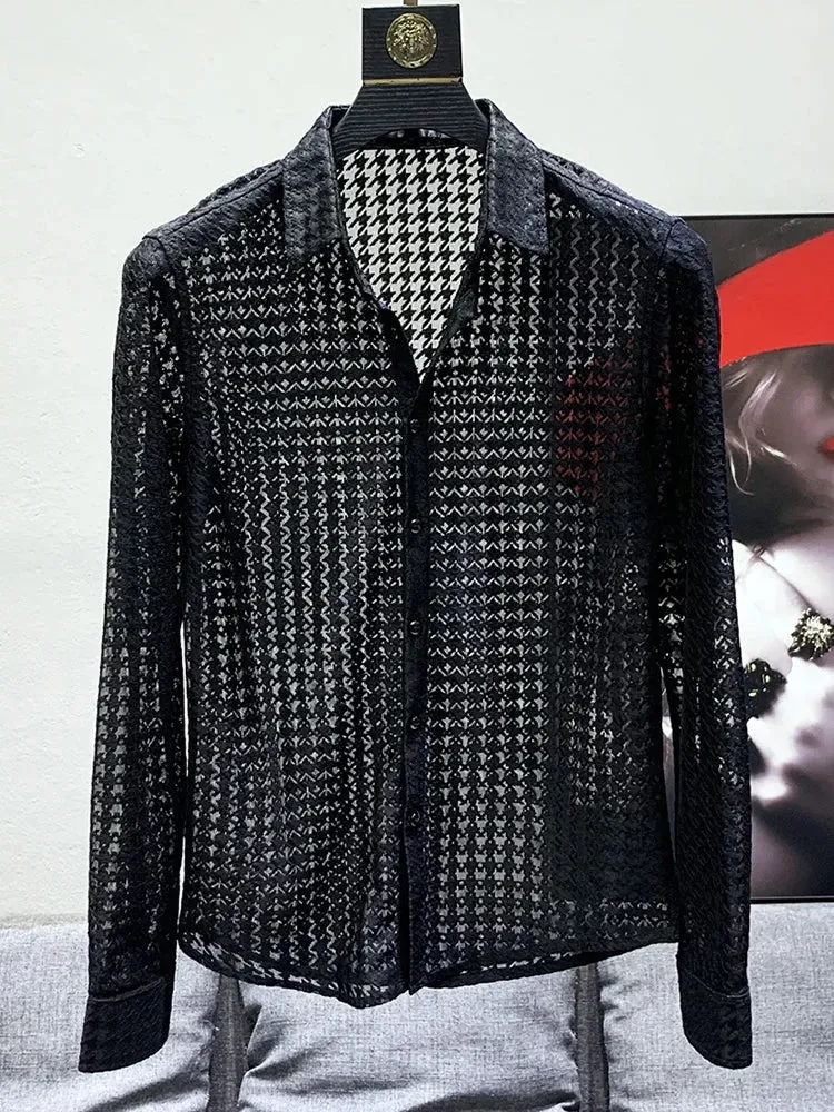 Elegant Mesh Button-Up