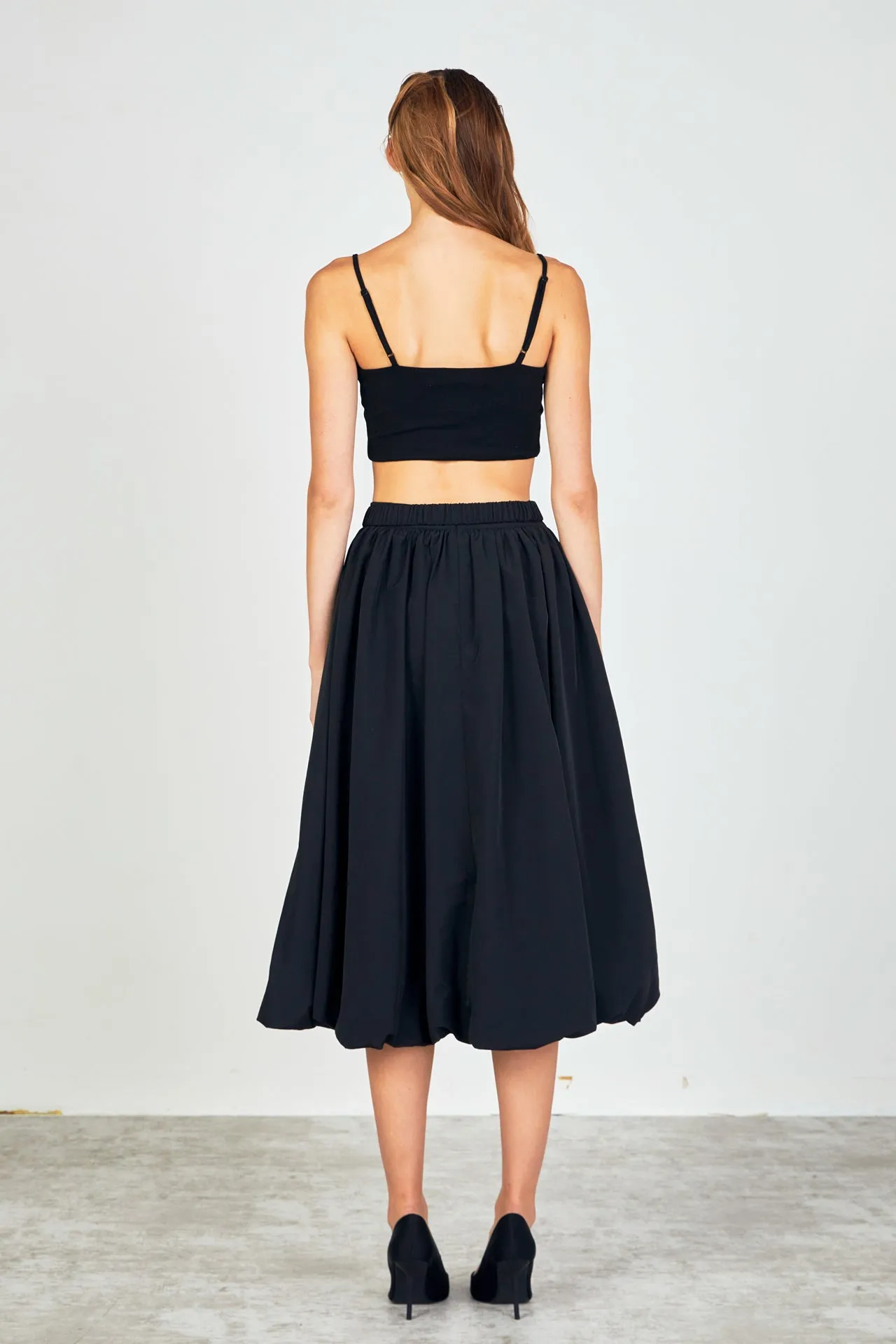 Endless Rose - Belted Blouson Midi Skirt