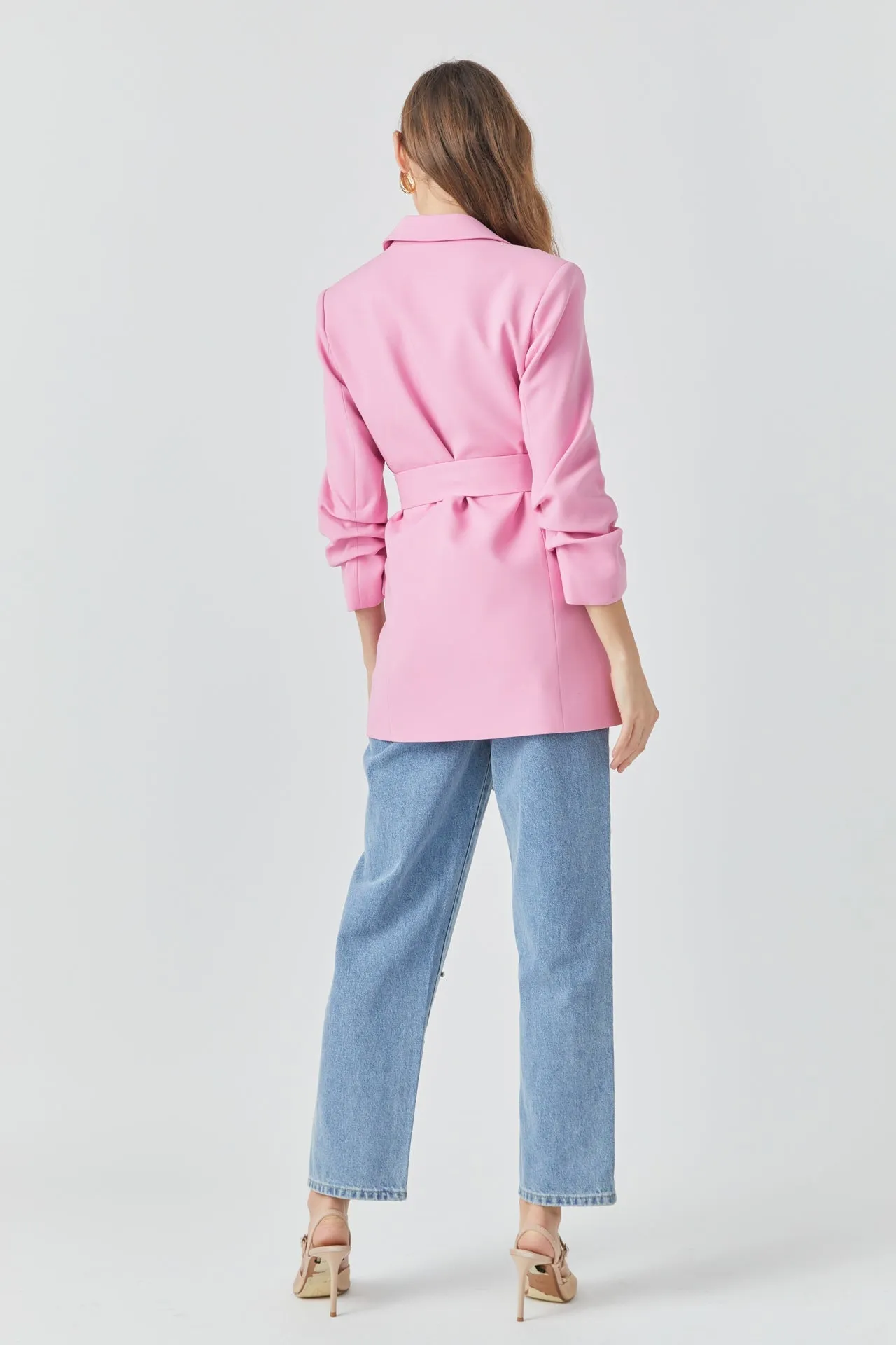 Endless Rose - Sleeve Cinched 3/4 Blazer