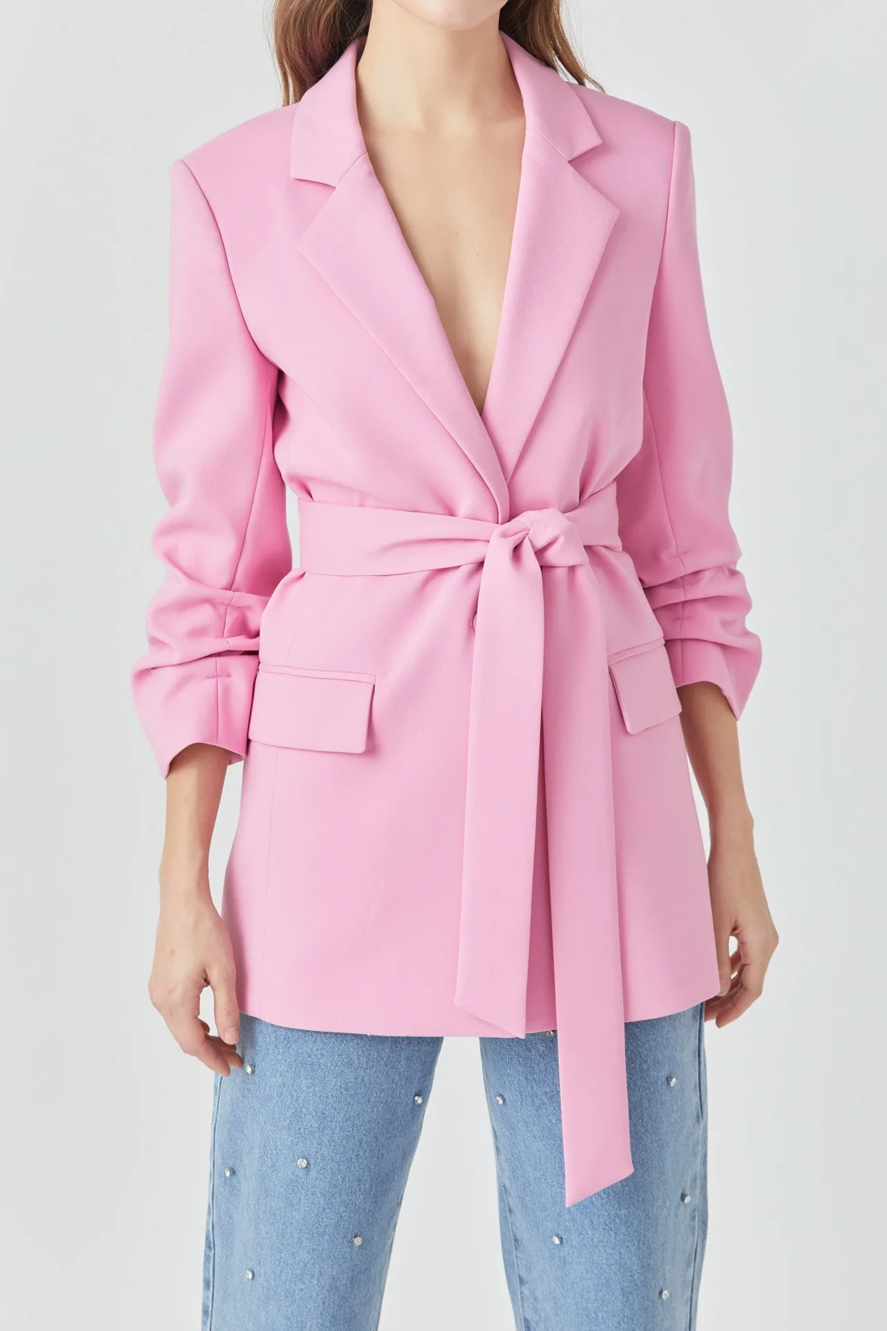 Endless Rose - Sleeve Cinched 3/4 Blazer