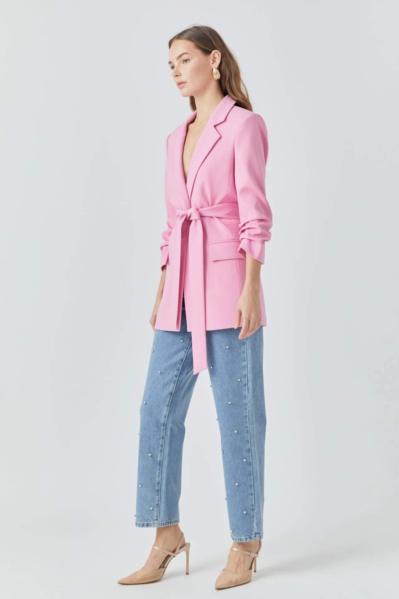 Endless Rose - Sleeve Cinched 3/4 Blazer