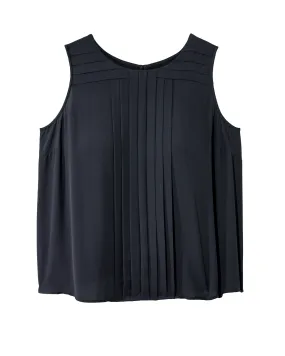 Esmeralda Sleeveless Front Pleat Tank | Navy