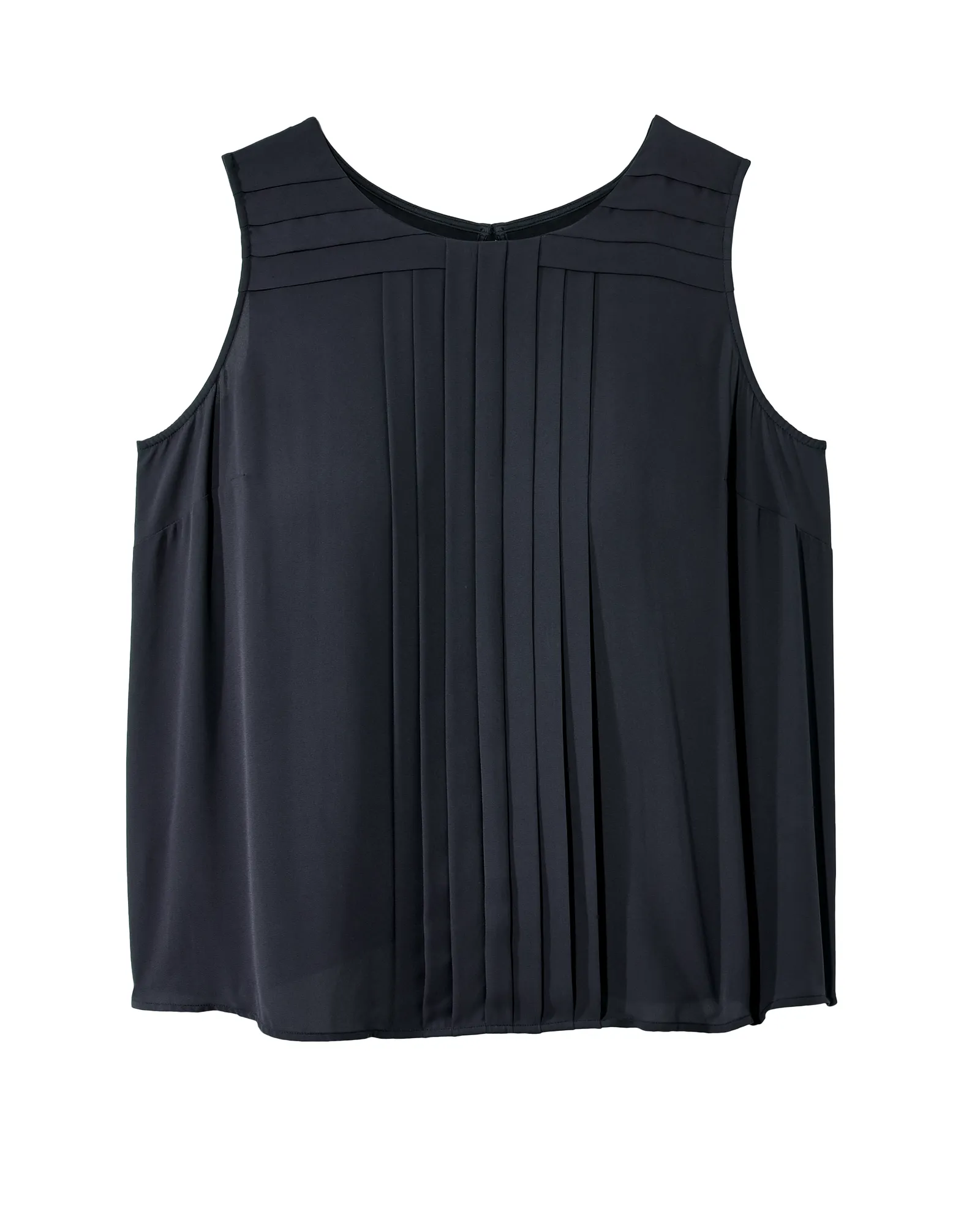 Esmeralda Sleeveless Front Pleat Tank | Navy