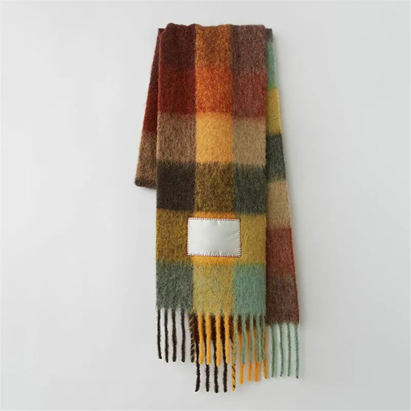 Europe latest autumn and winter multi color thickened Plaid women's scarf AC with extended Plaid shawl couple warm scarf