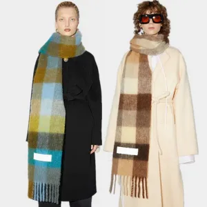 Europe latest autumn and winter multi color thickened Plaid women's scarf AC with extended Plaid shawl couple warm scarf