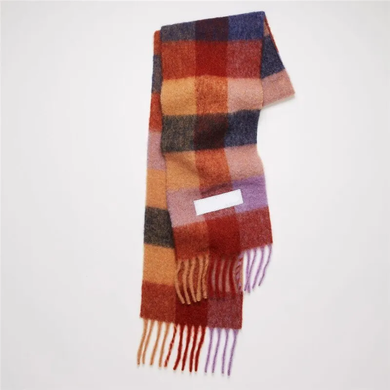 Europe latest autumn and winter multi color thickened Plaid women's scarf AC with extended Plaid shawl couple warm scarf