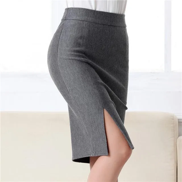 Fashion spring summer autumn 2017 new women skirt high waist work slim pencil skirt open fork sexy office lady skirts female