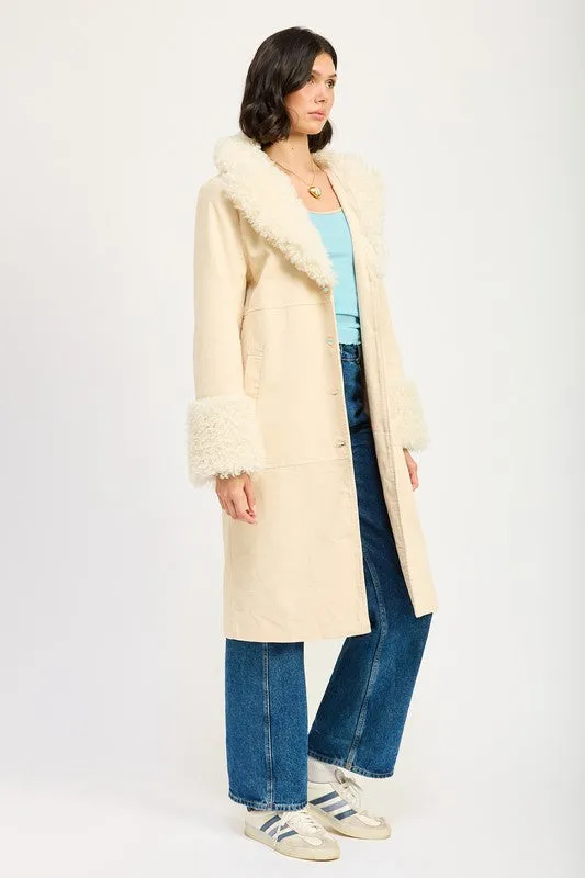 Faux Fur Trench Coat