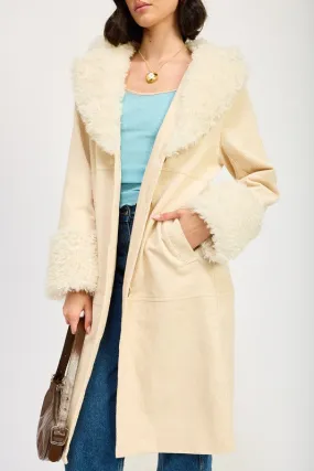 Faux Fur Trench Coat