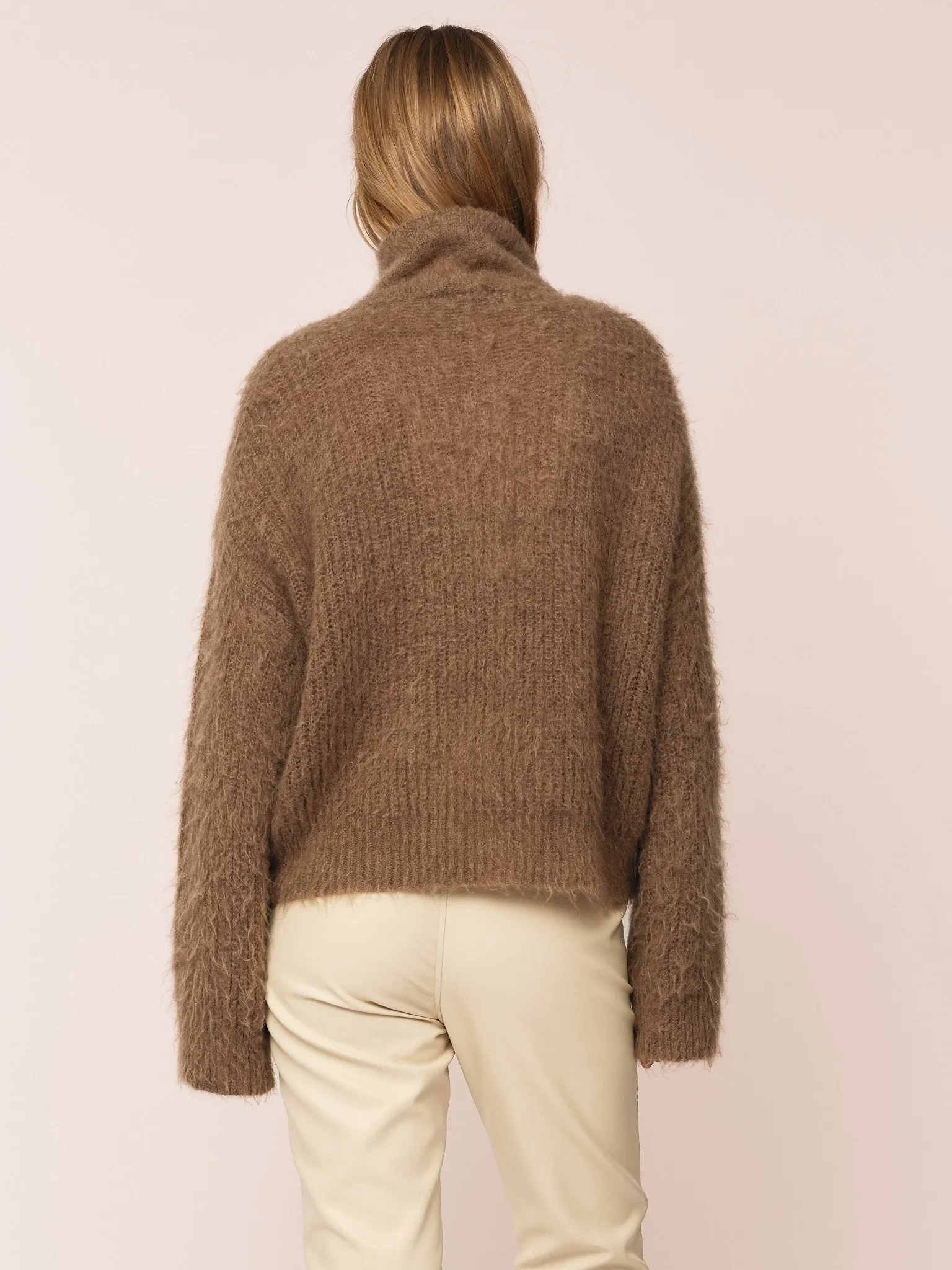 Florie Brushed Zip Knit - Chocolate Brown