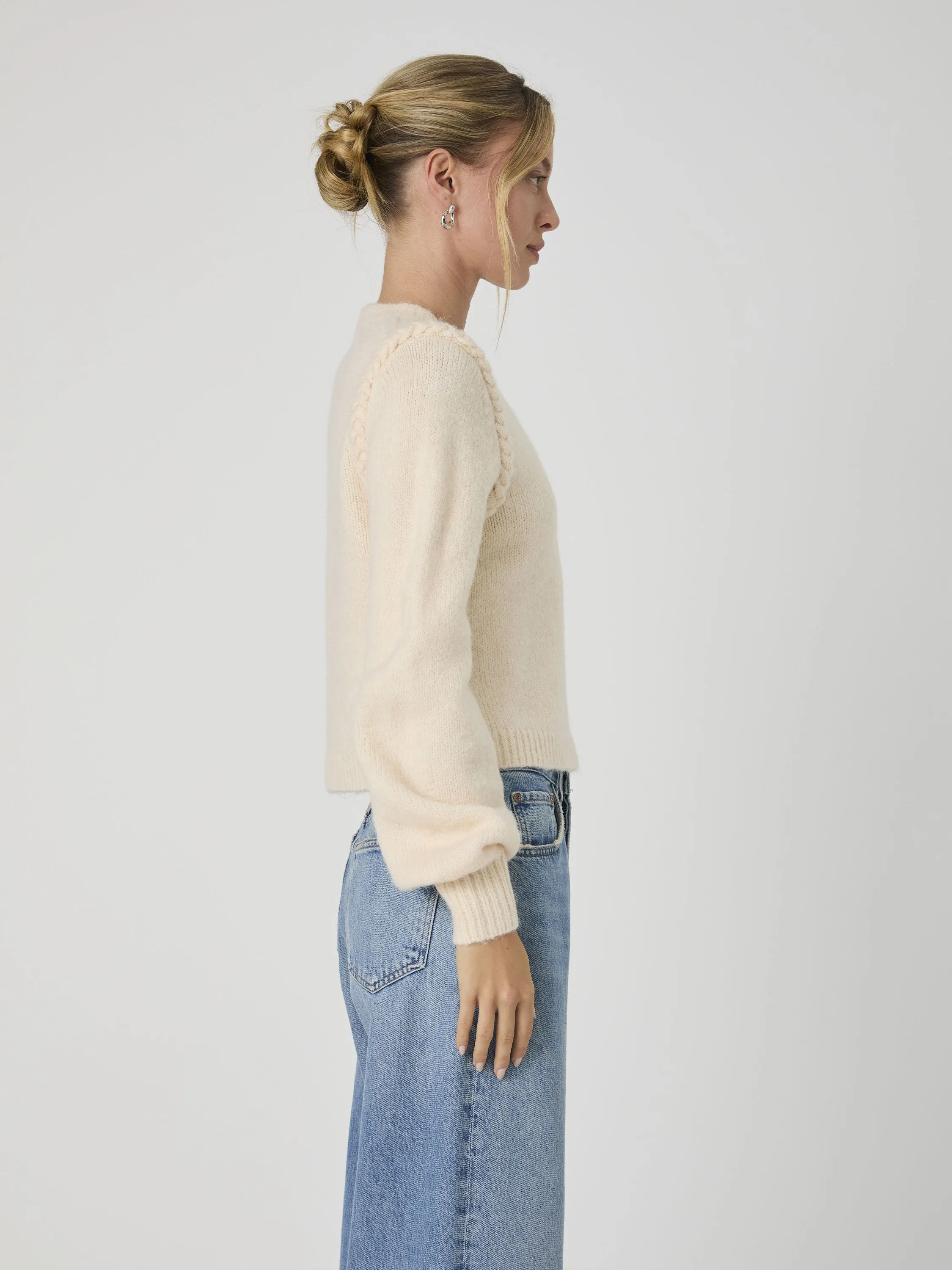 Fluffy Knit Braided Detail Sweater