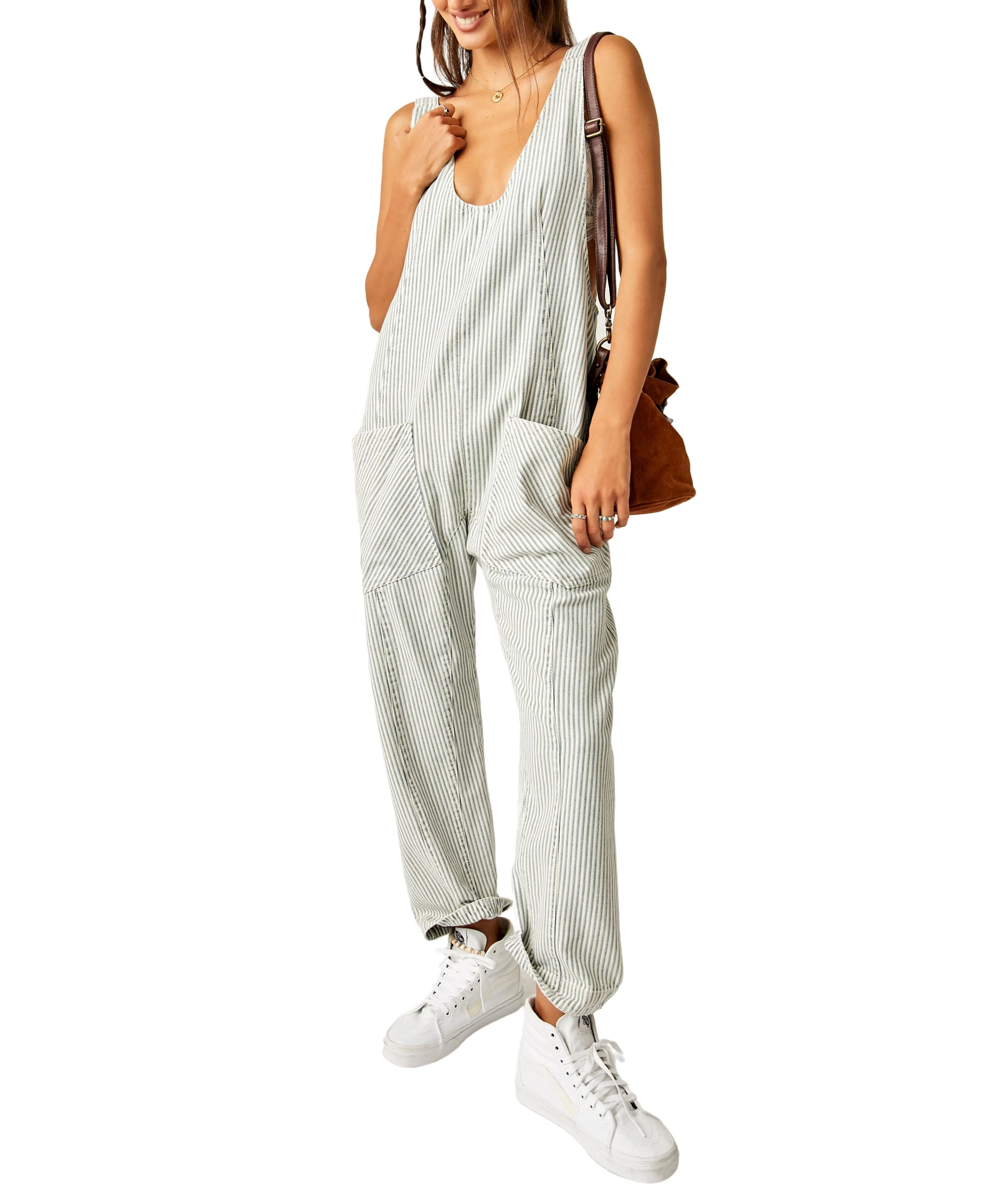 Free People High Roller Railroad Jumpsuit