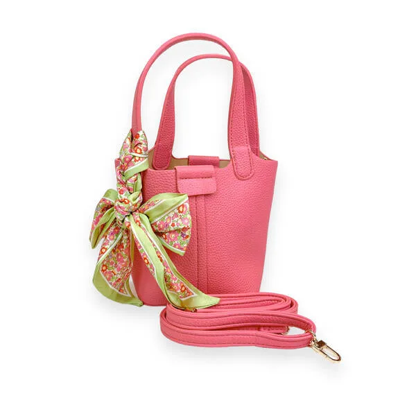 Fuchsia Satchel Bag w/ Scarf