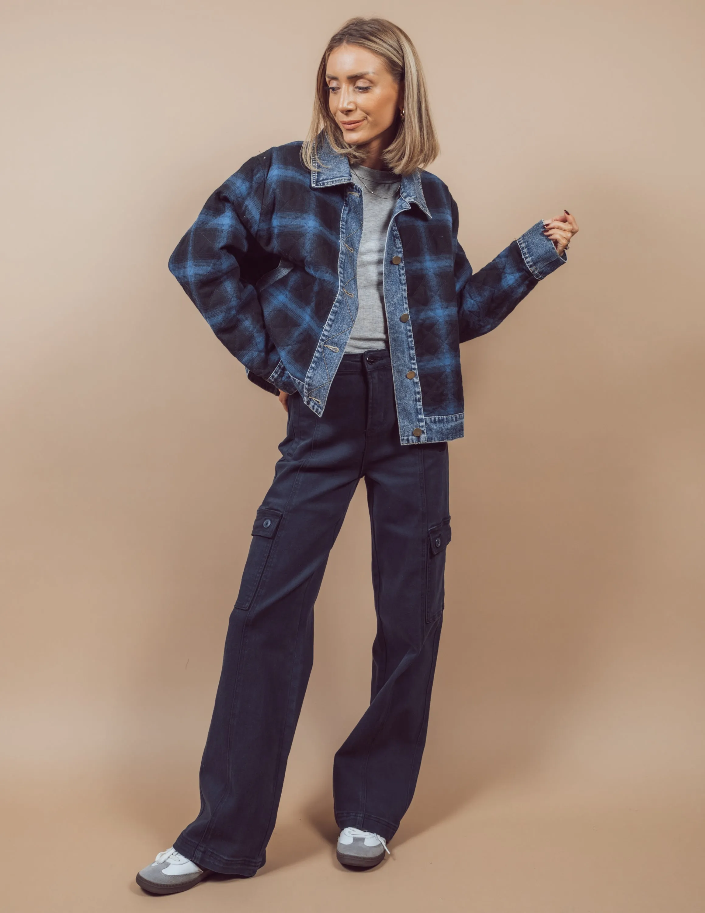 Gabriella Plaid Denim Jacket