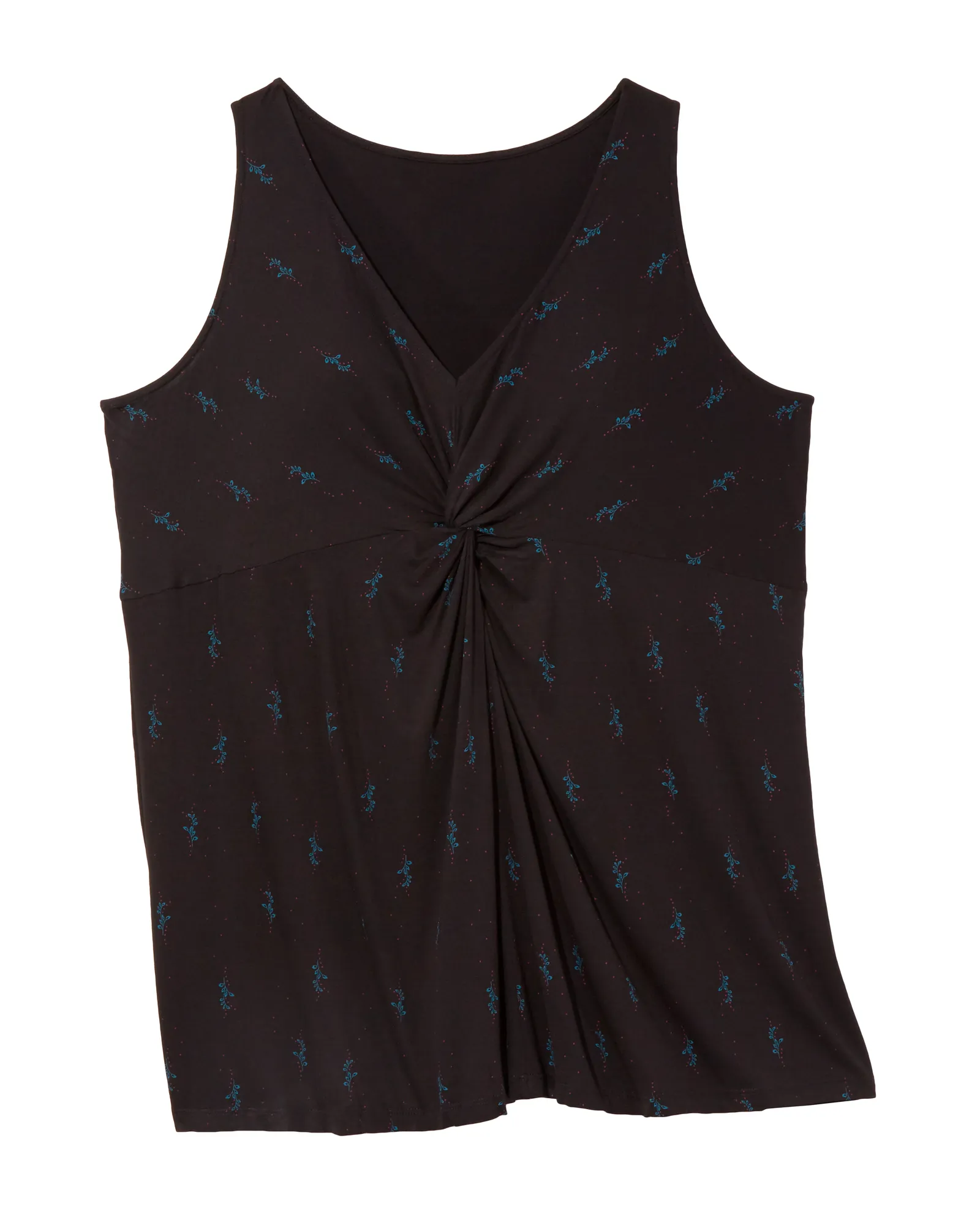 Gail Knot Detail Sleeveless Top | Black / Azure Blue