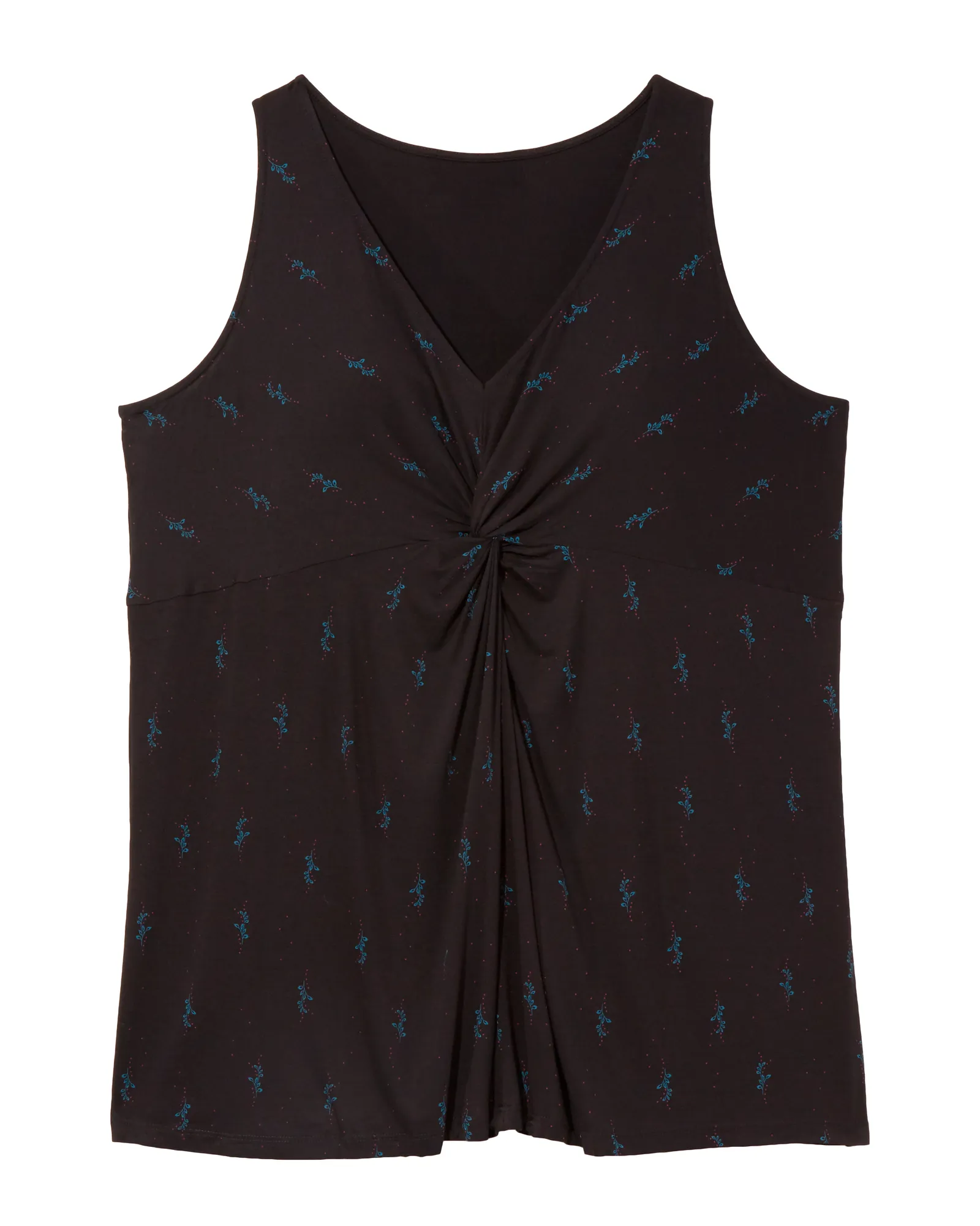 Gail Knot Detail Sleeveless Top | Black / Azure Blue