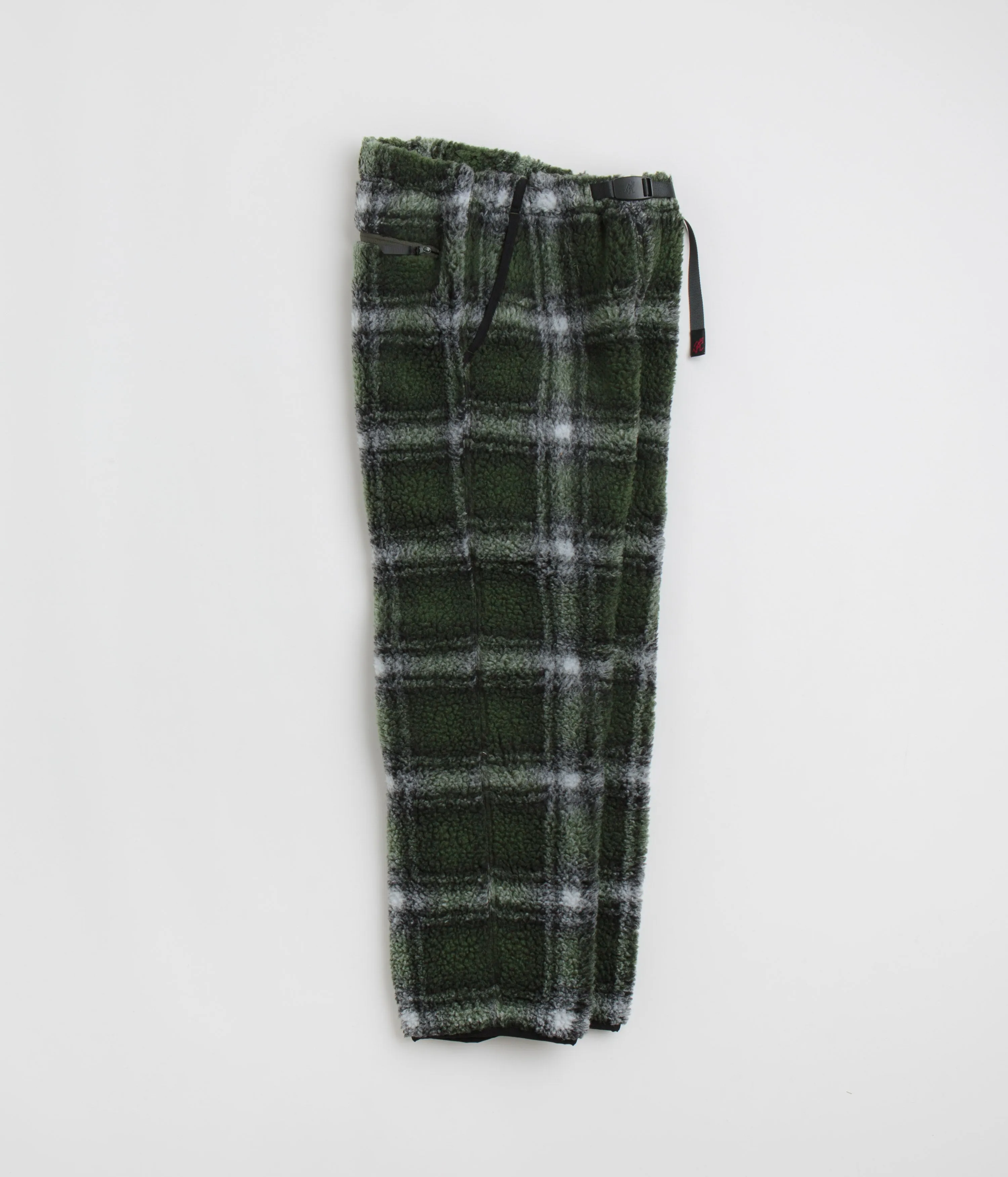 Gramicci Shadow Plaid Sherpa Pants - Olive Shadow Plaid