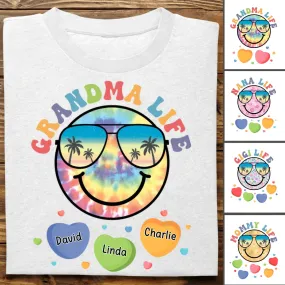 Grandma - Grandma Life Smiley Face - Personalized Unisex T-shirt