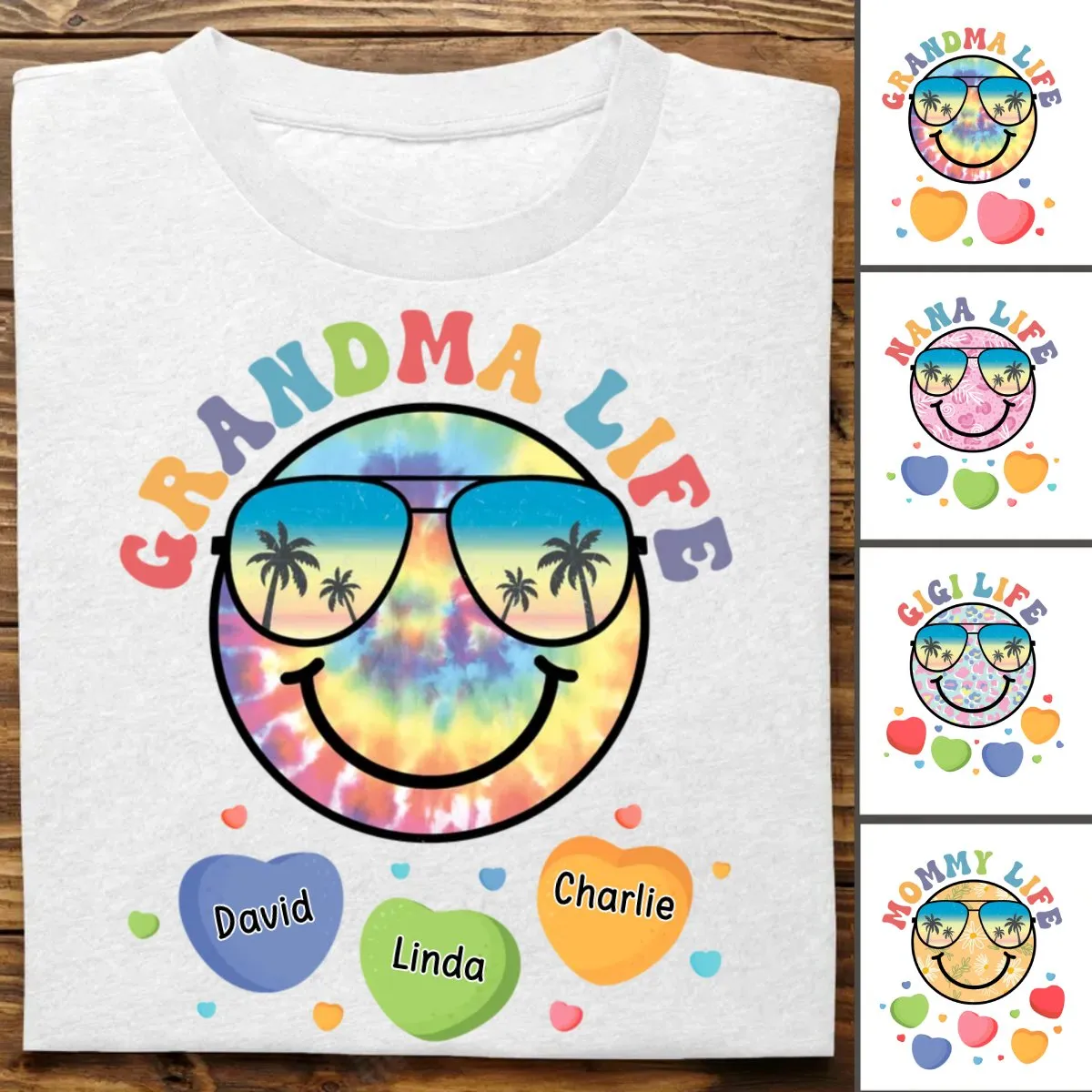 Grandma - Grandma Life Smiley Face - Personalized Unisex T-shirt