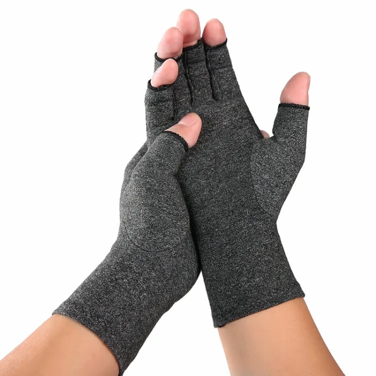 Gray A Pair Sports Breathable Health Care Half Finger Gloves Rehabilitation Training Arthritis Pressure Gloves, Size:M