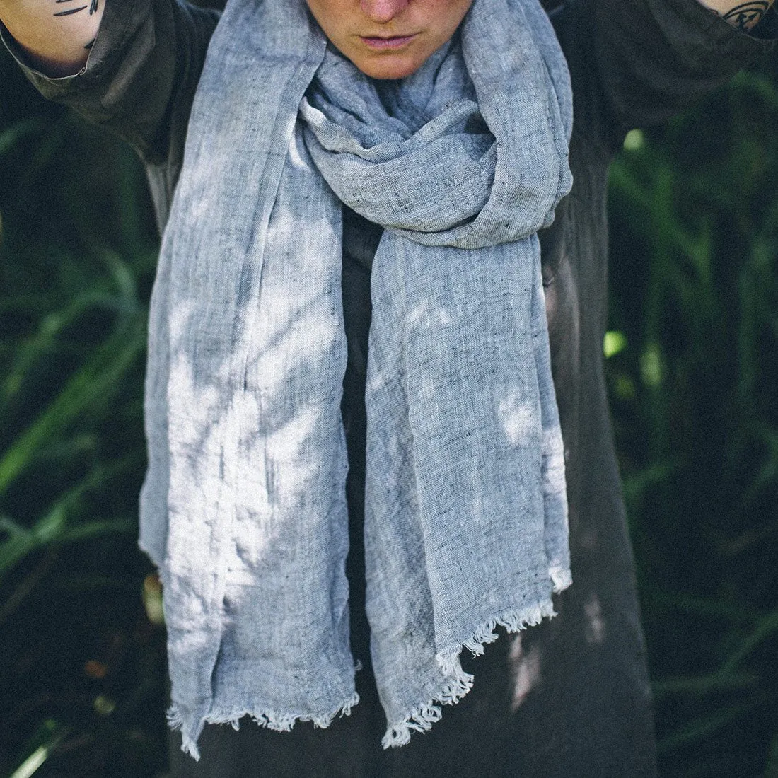 Grey Linen Scarf