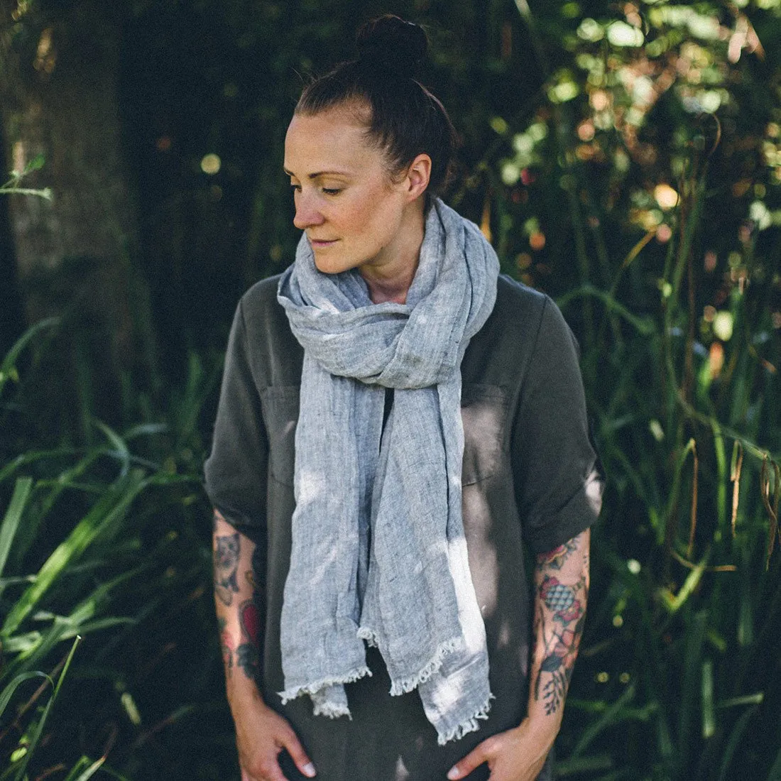 Grey Linen Scarf