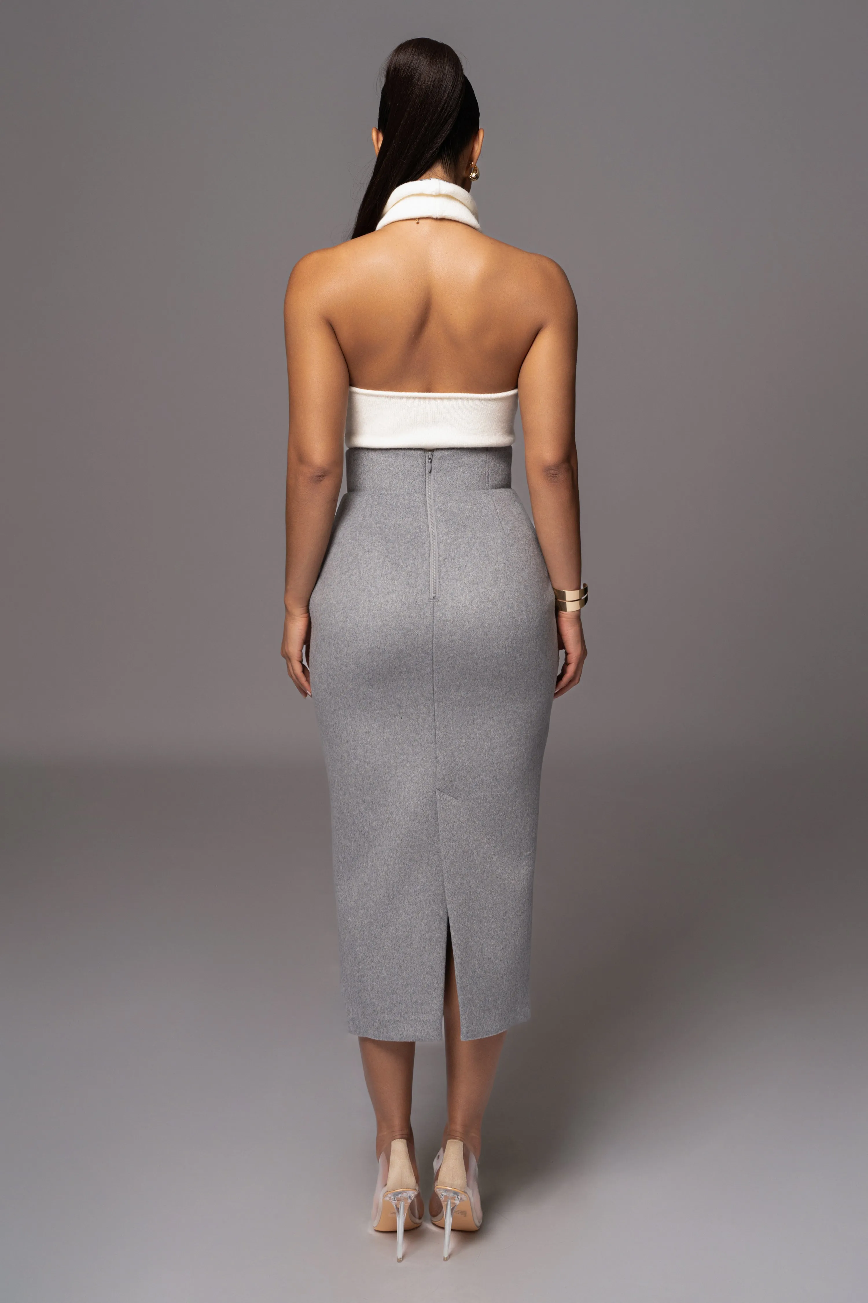 Grey Nostalgia High Waist Skirt