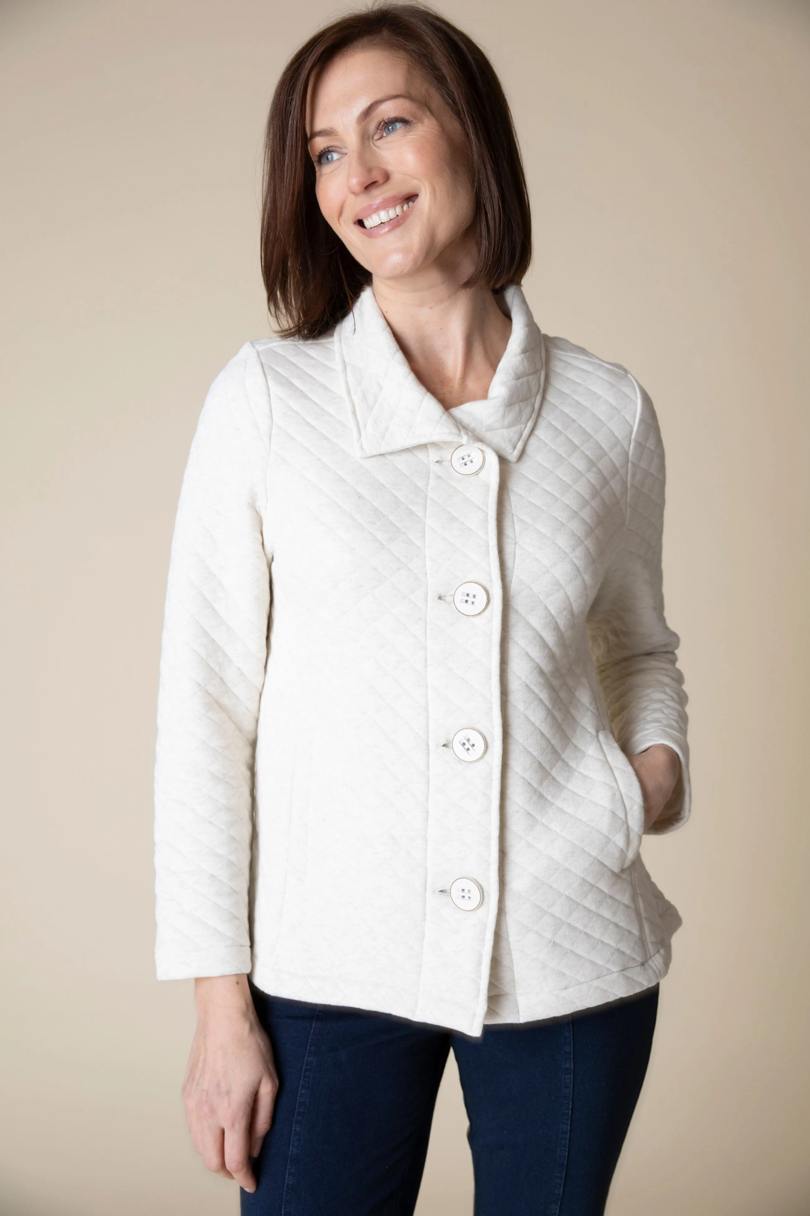 Habitat Cozy Quilted Jacket in Oatmeal - 53624-OAT - Size S Only!