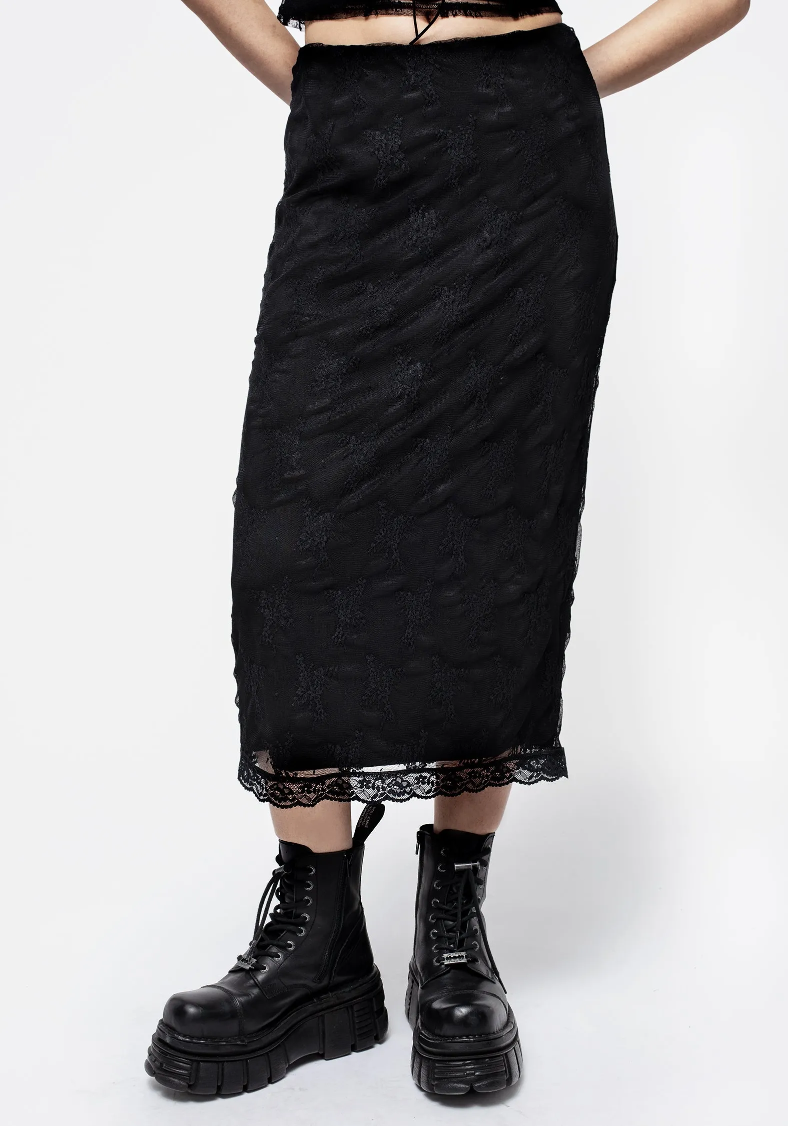 Hailey Stretch Lace Midi Skirt