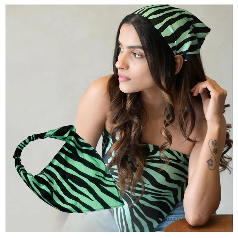 Hair Drama Co Zebra Head Scarf with elastic- Black