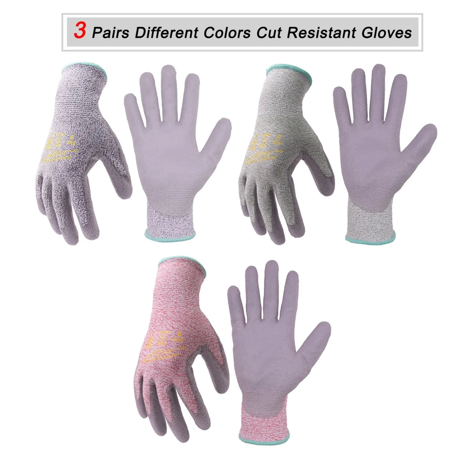 Handlandy Wholesale Men Women Work Gloves PU Coated Cut Resistant 1083 (120 Pairs)