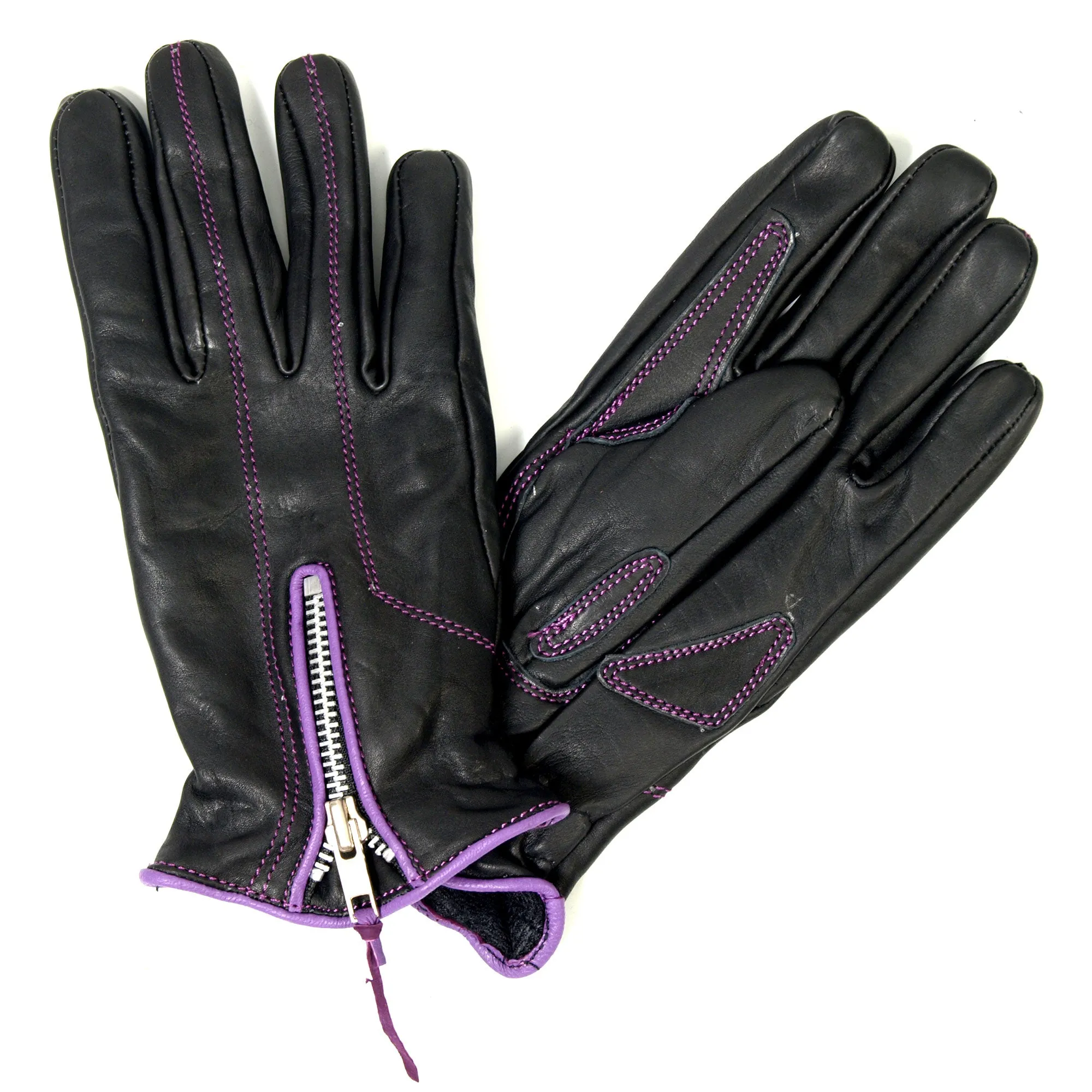 Hot Leathers GVL1008 Ladies Driving Gloves with Purple Piping