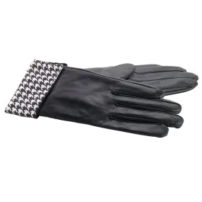 Houndstooth Leather Gloves