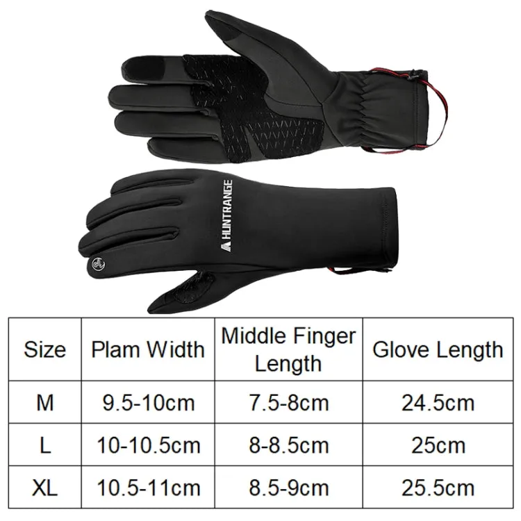 HUNTRANGE A037 Plus Velvet Sports Windproof Waterproof Touch Screen Riding Gloves, Size: M(Gray)