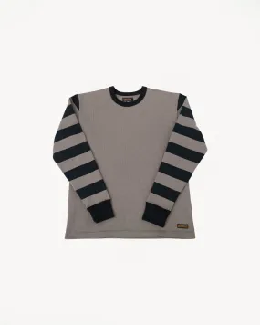 IHTB-12-GRY -  11oz Cotton Knit Long-Sleeved Sweater - Grey Body, Black Stripes