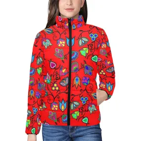 Indigenous Paisley Dahlia Women's Stand Collar Padded Jacket