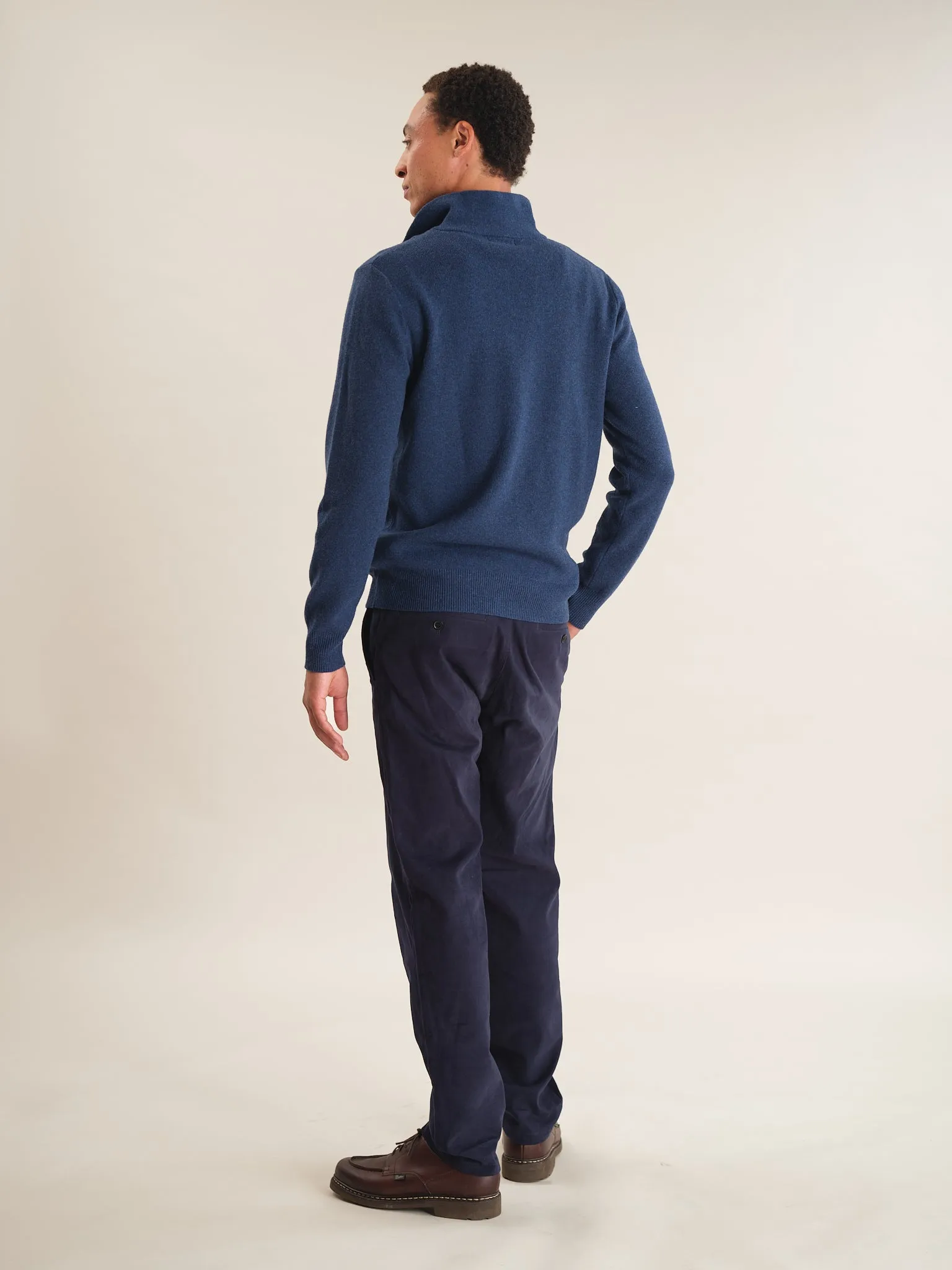 Ink Blue Merino Half Zip Jumper