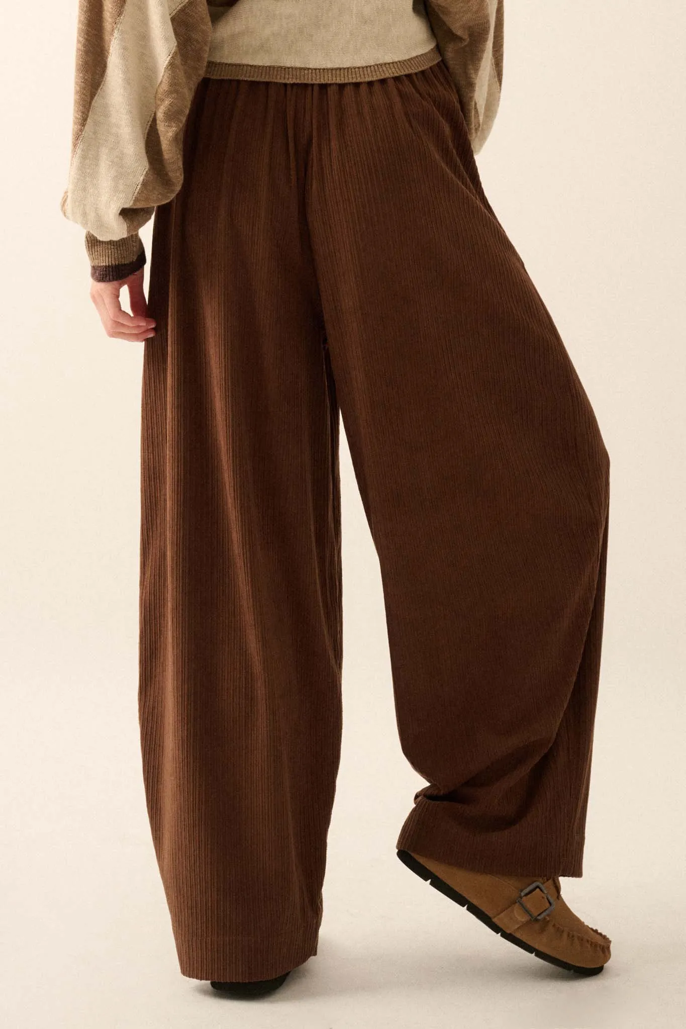 Into the Groove Pleated Wide-Leg Corduroy Pants