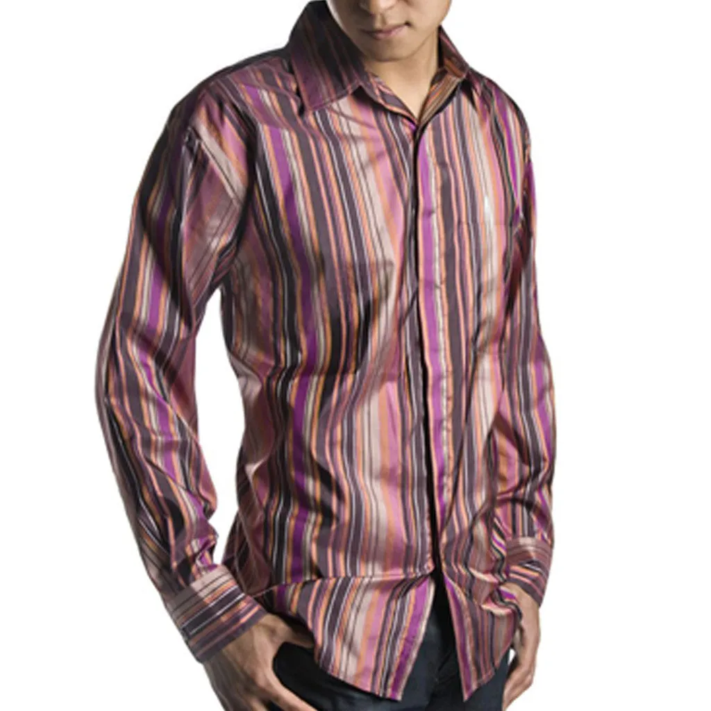 Jamun Purple Striped Men's Silk Shirt