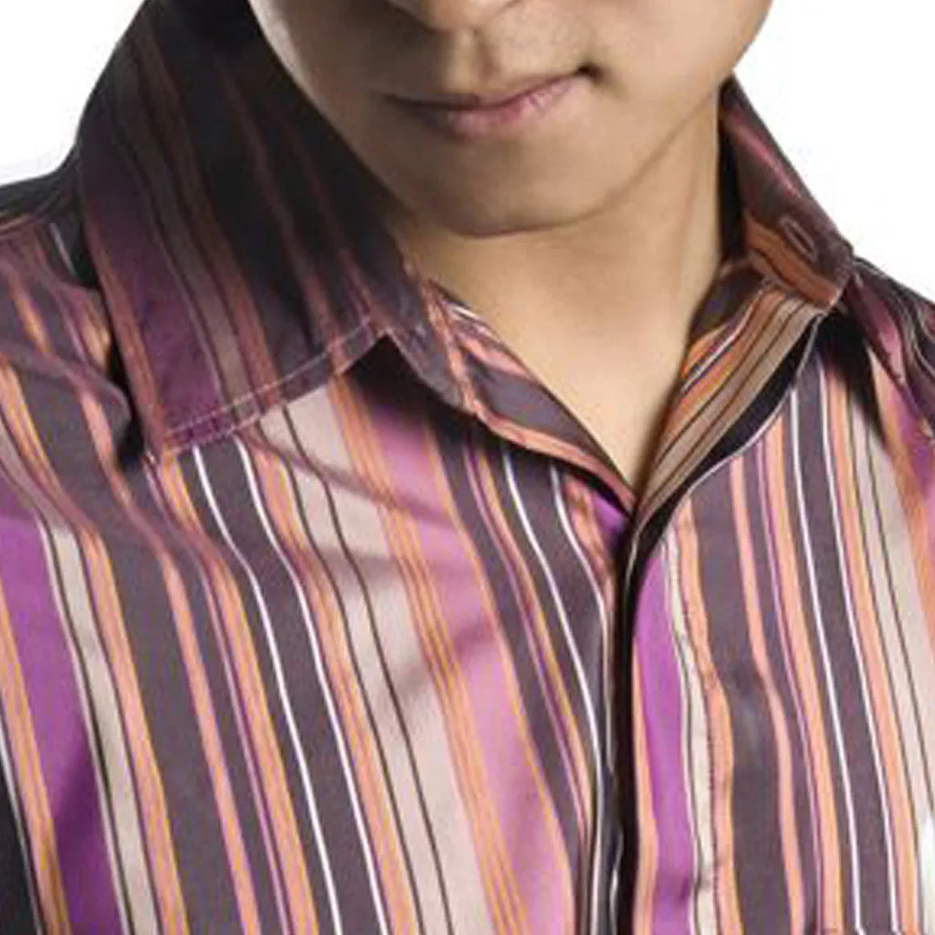 Jamun Purple Striped Men's Silk Shirt